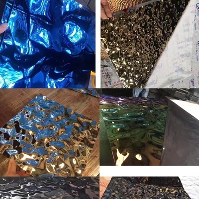 0.5*1220x2440mm स्टेनलेस स्टील वाटर रिपल शीट प्लेट 201 मीडियम रिपल रोज गोल्ड