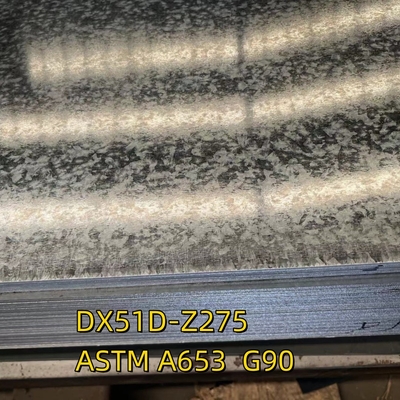 सामग्री DX51D-Z275 ASTM A653 G90 जस्ती स्टील शीट 3.0x1250*2500MM शून्य स्पैंगल
