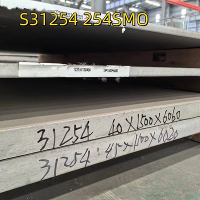 ASTM A240 SS 254SMO S31254 मोटाई 6 मिमी x 4' x 8 स्टेनलेस स्टील प्लेट DIN 1.4547 F44 40*1500*6000MM