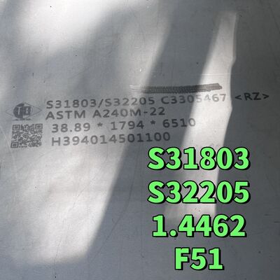 ASTM A182 F51 स्टेनलेस स्टील प्लेट 38*1220*2440mm S31803 1.4462 डुप्लेक्स स्टील प्लेट